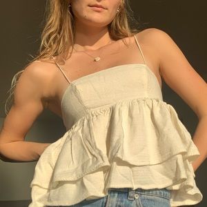 URBAN OUTFITTERS 💫 STRAPPY FLOWY TANK CREAM